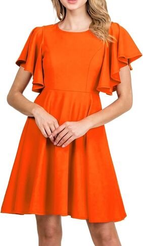 FASHIONOLIC Women's Stretchy A Line Swing Flared Skater Cocktail Party Dress Made in USA in Saudi Arabia