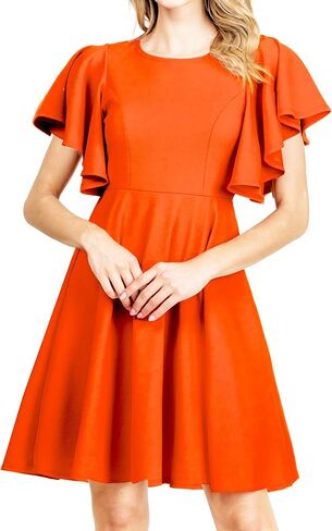 FASHIONOLIC Women's Stretchy A Line Swing Flared Skater Cocktail Party Dress Made in USA in Saudi Arabia