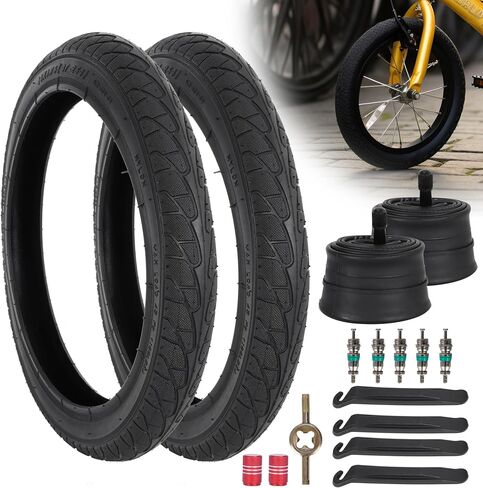 إطار دراجة 14 بوصة، إطار 14x1.75/47-254 وأنبوب داخلي 14x1.75/2.125 مع صمام شريدر 32 مم للأطفال دراجة BMX قابلة للطي in Kuwait