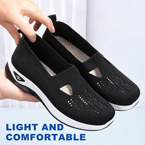 Orthopedic Shoes for Women, Women's Woven Orthopedic Breathable Soft Shoes, 2024 New Go Walking Slip on Diabetic Foam Shoes in Kuwait