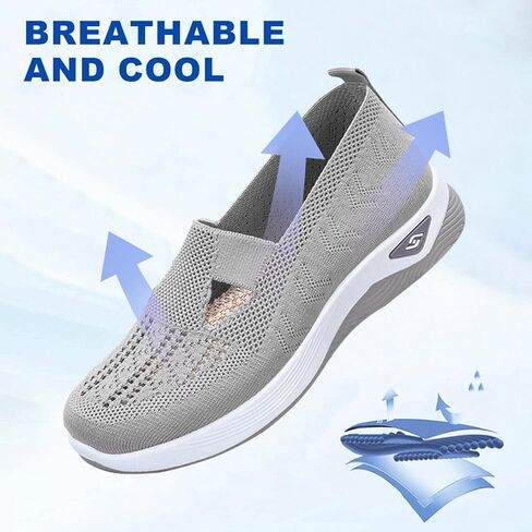 Orthopedic Shoes for Women, Women's Woven Orthopedic Breathable Soft Shoes, 2024 New Go Walking Slip on Diabetic Foam Shoes in Kuwait