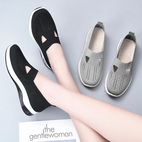 Orthopedic Shoes for Women, Women's Woven Orthopedic Breathable Soft Shoes, 2024 New Go Walking Slip on Diabetic Foam Shoes in Kuwait