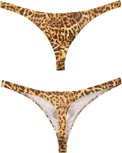 Men's Leopard Print Thong U Drum Bag Sexy Gold/Black/Skin 3 Pack in Saudi Arabia