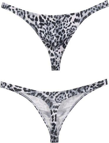 Men's Leopard Print Thong U Drum Bag Sexy Gold/Black/Skin 3 Pack in Saudi Arabia