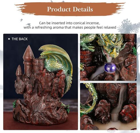 Dragon Backflow Incense Holder Smoke Mountain Waterfall Incense Burner-Fountain Smoke Incense Holder Resin Aromatherapy Meditation Decor in Saudi Arabia