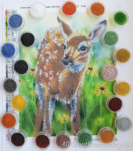 مجموعة تطريز خرز بامبي، غزال نيدل بوينت بيبي تزلف، غرز متقاطعة غزال، نمط تطريز بامبي، ديكور حضانة ظبي، مخلوق الغابة in Kuwait