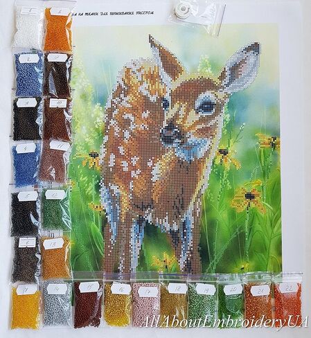 مجموعة تطريز خرز بامبي، غزال نيدل بوينت بيبي تزلف، غرز متقاطعة غزال، نمط تطريز بامبي، ديكور حضانة ظبي، مخلوق الغابة in Kuwait