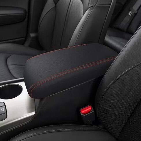Center Console Cover for Kia Optima 2016 2017 2018 2019 2020 Accessories Armrest Cover Waterproof Anti-Scratch Leather Protector Pad Interior Accessories(Black+Black Stitches) in Saudi Arabia
