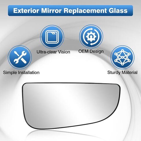Ram Driver Left Side Lower Mirror Glass Replacement for 2010-2020 Dodge Ram 1500 2500 3500 4500 5500, Towing Mirrors Convex Glass with Rear Mounting Bracket, 68067731AA in Kuwait