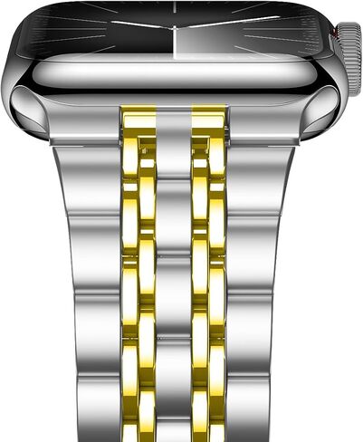iiteeology Metal Band Compatible with Apple Watch Band 49mm 45mm 44mm 42mm 41mm 40mm 38mm, Upgraded Business Stainless Steel Link Band for Apple Watch Ultra 2/Series 9/Ultra/Series 8/7/6-7 Beads in Saudi Arabia