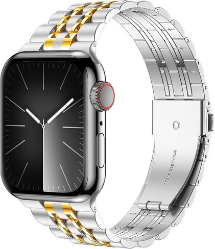 iiteeology Metal Band Compatible with Apple Watch Band 49mm 45mm 44mm 42mm 41mm 40mm 38mm, Upgraded Business Stainless Steel Link Band for Apple Watch Ultra 2/Series 9/Ultra/Series 8/7/6-7 Beads in Saudi Arabia