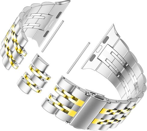 iiteeology Metal Band Compatible with Apple Watch Band 49mm 45mm 44mm 42mm 41mm 40mm 38mm, Upgraded Business Stainless Steel Link Band for Apple Watch Ultra 2/Series 9/Ultra/Series 8/7/6-7 Beads in Saudi Arabia