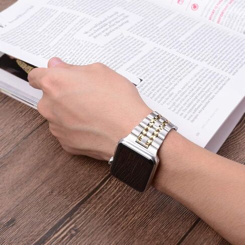 iiteeology Metal Band Compatible with Apple Watch Band 49mm 45mm 44mm 42mm 41mm 40mm 38mm, Upgraded Business Stainless Steel Link Band for Apple Watch Ultra 2/Series 9/Ultra/Series 8/7/6-7 Beads in Saudi Arabia