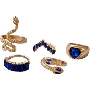 Uarein 5-8Pcs Vintage Knuckle Rings Set.Color Crystal Rings Set Stackable Finger Rings Snake Rings Jewelry Gifts for Women Teen Girls