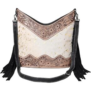 Women Natural Cowhide Leather Crossbody Bag With Detachable Strap