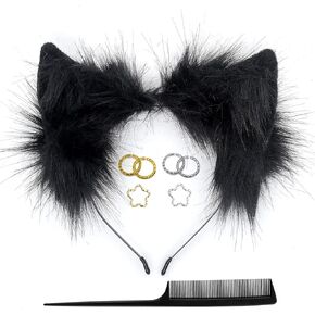 Cat Wolf Fox Dog Ears Headband Handmade Long Faux fur Cosplay Halloween Costume Party