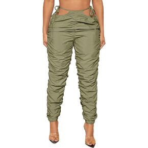 Verdusa Women's Tie Side High Waist Cargo Pants Cropped Sweatpants Jogger with Pocket