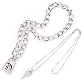 Anime Nana Pendant Sid Vicious 'R' padlock & chain Necklace Nana Cosplay Jewelry Gift for Her lovers couple