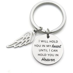 simdes I Will Hold You in My Heart Until I Hold You in Heaven Angel Wing Memorial Sympathy Remembrance Jewelry Gifts Pendant Keychain