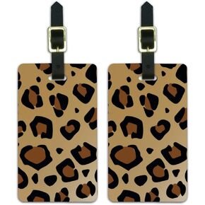 Leopard Print Animal Spots Luggage ID Tags Suitcase Carry-On Cards - Set of 2