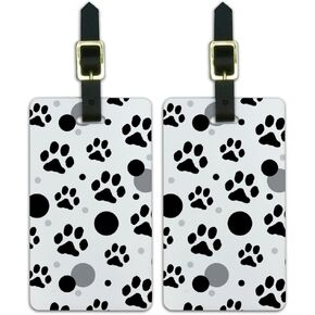 Graphics & More Luggage Suitcase Carry-on Id Tags-Paw Print Cat Dog-Black, White