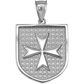 Sterling Silver Knights Hospitaller Maltese Cross Badge Pendant