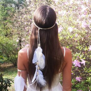 Jumwrit Bohemian Feather Headband Indian Gypsy Headpiece Adjustable Tassel Hairband Hippie Accessories for Women Girls