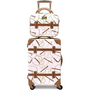 Chariot Regal Vintage Style Hardside Carry-On Retro Train Case Spinner Luggage, Black, 2-Piece Set (Tote/20-Inch)
