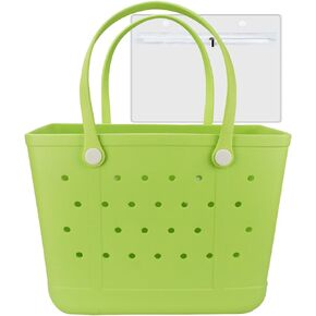 Large Open Rubber Tote Bag, Washable Beach Bags Waterproof Sandproof, Portable Outdoor Tote