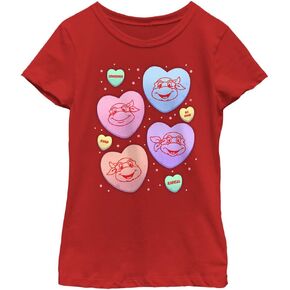 Nickelodeon Teenage Mutant Ninja Candyheart Turtles Girls Short Sleeve Tee Shirt