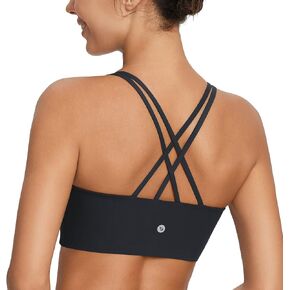 BALEAF Nuleaf Women's Strappy Sports Bra Longline Wirefree Padded Yoga Workout Crop Tops Criss-Cross Back Light Impact Fit in Kuwait