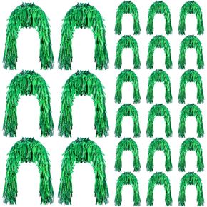 Geyoga 24 Pcs St Patricks Party Tinsel Wigs Dress Shiny Party Wig Green Metallic Hair Wig Fun Wigs Crazy Hair Women Headwear Costume Cosplay Supplies for Masquerade, Party Favors(Green)