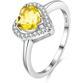 Uloveido Platinum Plated Crystal Love Heart Solitaire Wedding Promise Rings Valentines Gifts for Women Girls Y3130
