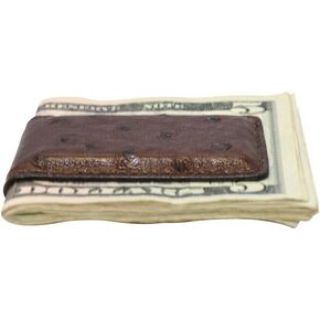 Brown Genuine Ostrich Magnetic Money Clip – American Factory Direct - Strong Shielded Magnets - Money Holder - Money Holder - Made in USA by Real Leather Creations FBA506 in Kuwait