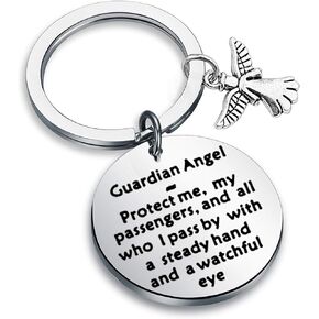 FEELMEM Guardian Angel Prayer Keychain Driver Gift Guardian Angel Protect Me My Passengers