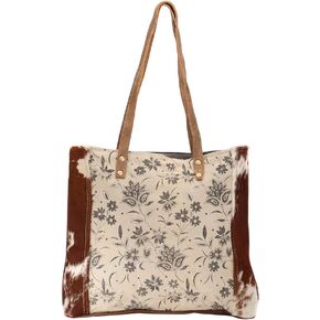 Myra Bag Sunburned Upcycled Canvas & Cowhide Tote Bag S-1468