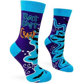 Fabdaz Funny Saying Bat Shit Crazy Women's Novelty Crew Socks - 1 Pair - 1 Size Fits Most
