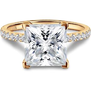 ISAAC WOLF Lab Created 10k Solid Gold 2.50 CT Princess Cut Proposal Ring with Accent D VVS1 Genuine Flawless Moissanite Diamond in White, Yellow OR Rose
