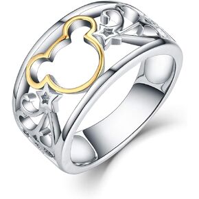 JO WISDOM 925 Sterling Silver and Yellow Gold Plated Mickey Mouse Ring