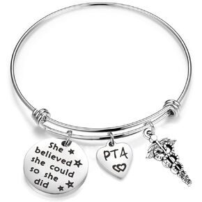 SEIRA Physical Therapist Assistant Gift She Believe She Could Bracelet Graduation Gift Caduceus Jewelry Therapy Gift (bracelet)