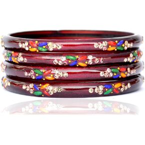 JD'Z COLLECTION Indian Jewelry Bollywood Bangles Set Glass Bangles Fashion Ethnic Partywear 4pc Traditional Bangles