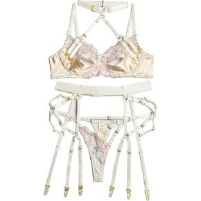 Aranmei المرأة مثير المختنق الرباط مجموعة الملابس الداخلية الساتان الدانتيل المطرزة Underwired رفع البرازيلي واللباس الداخلي in Kuwait