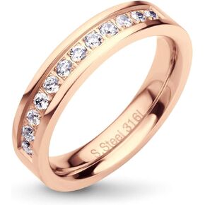 555Jewelry Womens Stainless Steel Classic CZ Wedding Engagement Band Rings