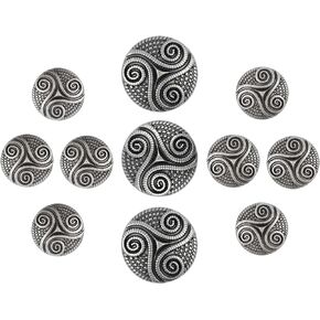 Bezelry 12 Pieces Roped Celtic Triple Spiral Metal Shank Blazer Button. (Gray Silver, 18mm)
