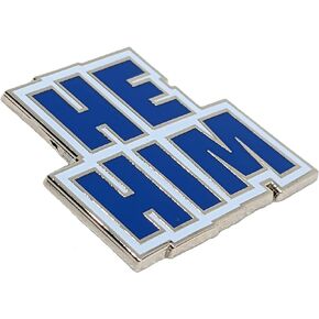 He Him Pin Block Type Enamel Pronoun Pin Blue
