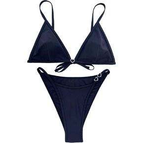 ملابس سباحة نسائية من GORGLITTER بيكيني على شكل حلقة وربطة عنق مثلثة ذات قصة عالية in Kuwait
