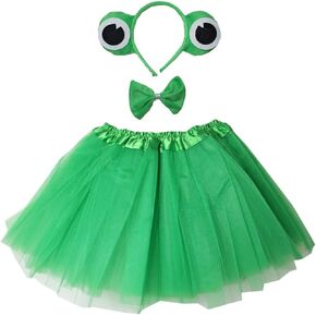 Kirei Sui Kids Animal Green Frog Ears Headband Bowtie Tail & Tutu Costume