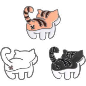3PCS Cute Cat Butt Pins Cartoon Animal Alloy Enamel Pin Tiger Cat Cute Ass Animal Brooch Man Pins Brooches Lapel Pins Accessory for Backpacks Badges Hats Bags for Women Girls Kids in Kuwait