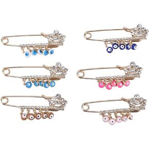 6 Colors Evil Eye Stroller Pin Lucky Protection Brooch Diaper Bag, 6Pcs Evil Eye Brooch Pin for Baby Good Luck Brooches & PinsJewelry