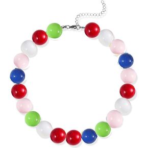 Chunky Pink Beaded Choker Necklace for Women Y2k Funky Bubblegum Adjustable Bead Necklace for Men Best Jewelry Gift for Teens Girls